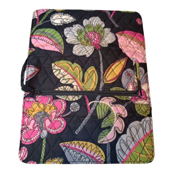 VERA BRADLEY Trifold Wallet Moon Blooms Black Floral Quilted Preppy Lightweight - Picture 5 of 6